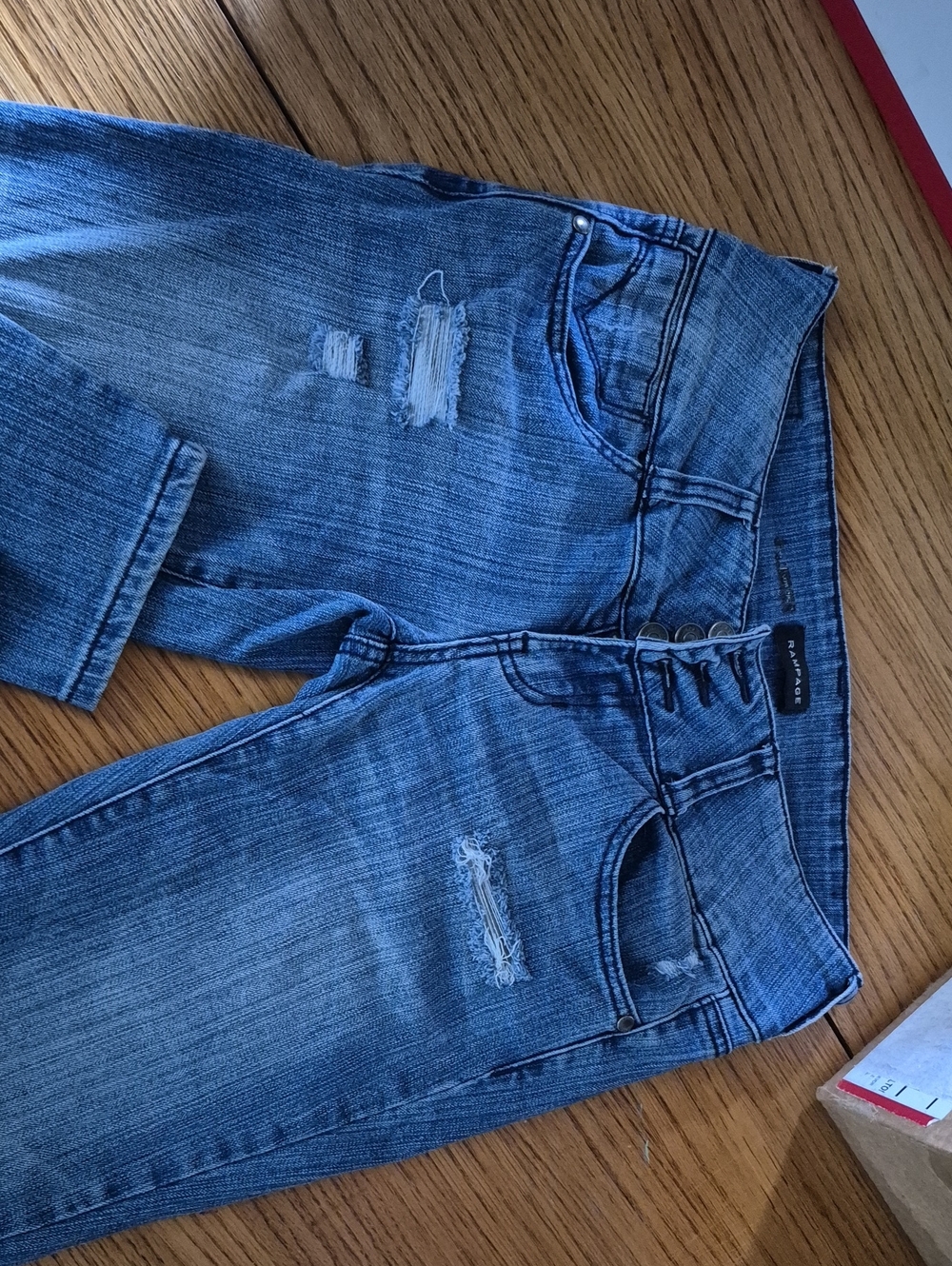 Rampage Women's Distressed Skinny Jeans in Blue